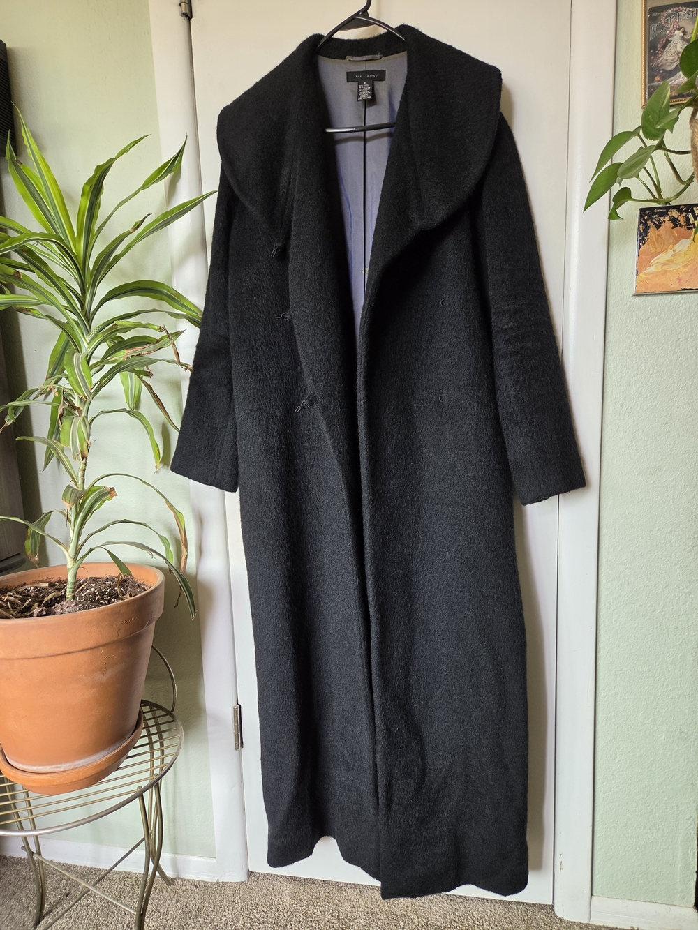 The Limited Black Long Wool-Blend Trench Coat
